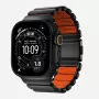 NOMAD Stratos Band - titanový náramok pre Apple Watch 49mm s FKM (Black Titanium, Ultra Orange FKM)