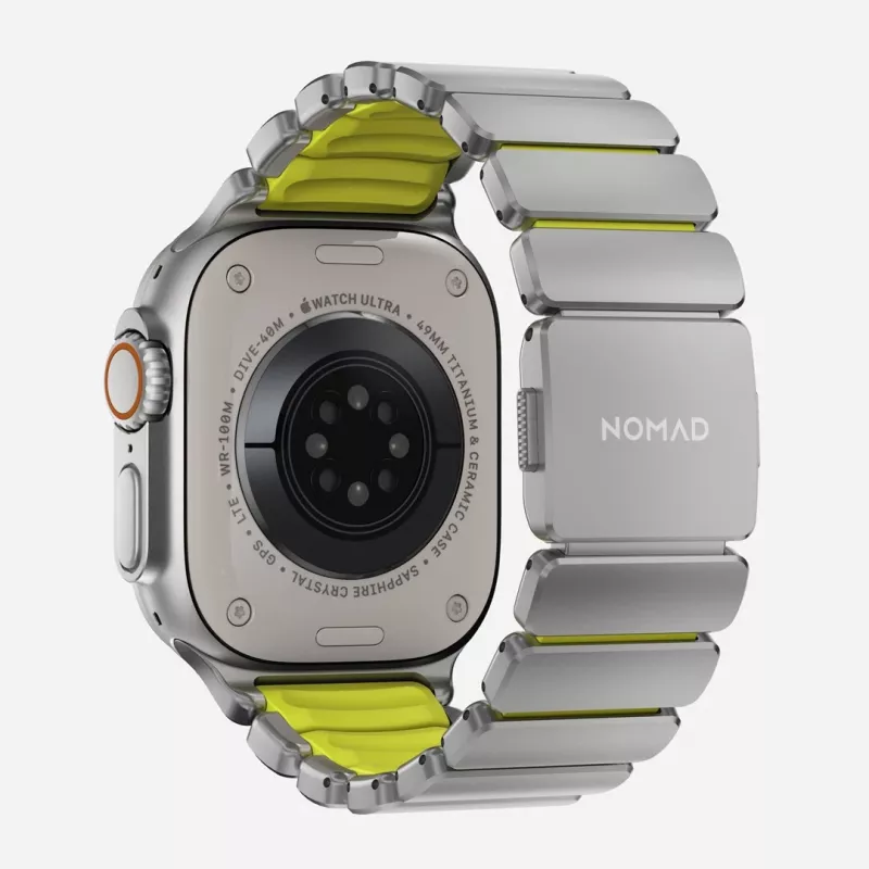 NOMAD Stratos Band - titanový remienok pre Apple Watch 49mm s FKM (Natural Titanium, Volt FKM)