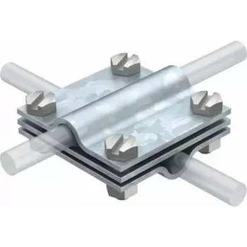 OBO Bettermann typ 254 vertikálny krížový spoj pre 8-10 mm okrúhle a do 30x4 mm ploché vodiče, žiarovo pozinkovaná oceľ 5314038