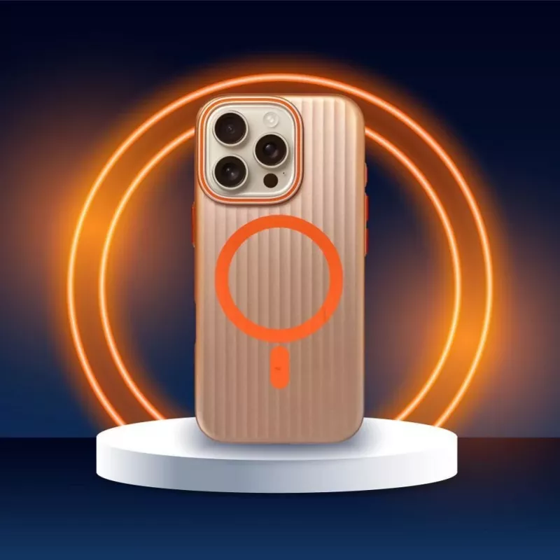OEM puzdro pre iPhone 15 Pro Max Simply kompatibilné s MagSafe titánová púštna