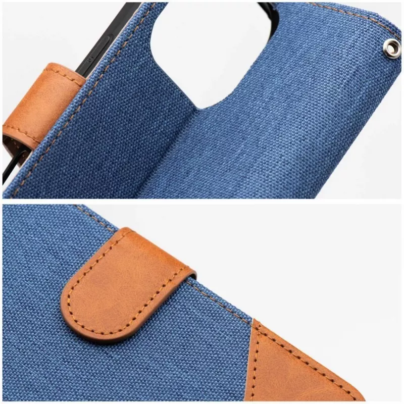 OEM Flip puzdro pre iPhone 16 Pro Max Jeans Book modrá