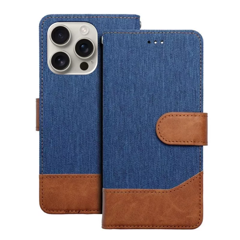 OEM Flip puzdro pre iPhone 16 Pro Max Jeans Book modrá