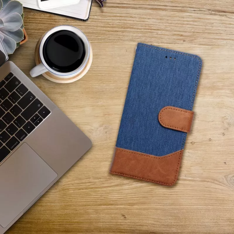 OEM Flip puzdro pre iPhone 16 Pro Max Jeans Book modrá