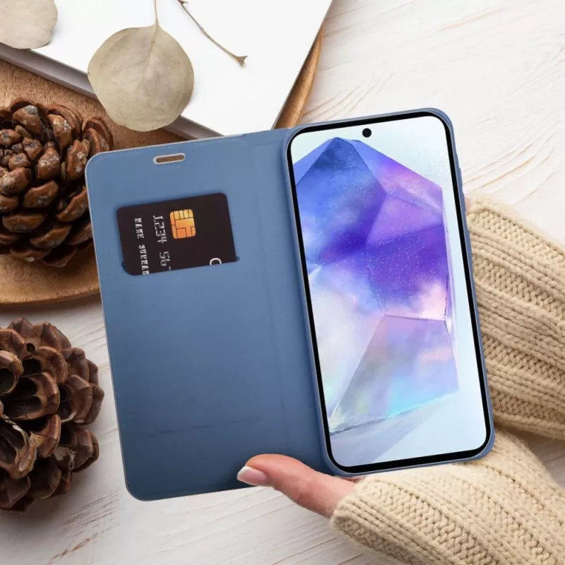 OEM flip puzdro pre Samsung A54 5G Luna Book Carbon modré