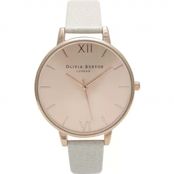 Olivia Burton dámske hodinky Big Dial Quartz OB13BD11 - 38 mm ružové zlato a sivá koža