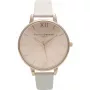 Olivia Burton dámske hodinky Big Dial Quartz OB13BD11 - 38 mm ružové zlato a sivá koža