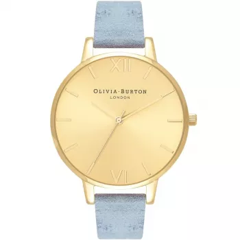 Olivia Burton dámske hodinky Big Dial OB16BD111 - 38 mm puzdro z ušľachtilej ocele v ružovozlatom tóne, sivý kožený remienok