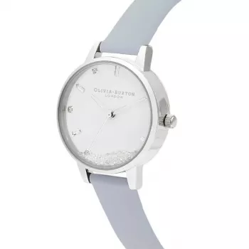Olivia Burton dámske hodinky Celestial OB16SG07 - 30 mm puzdro z ružovozlatého náramku z nehrdzavejúcej ocele, sivý kožený remienok