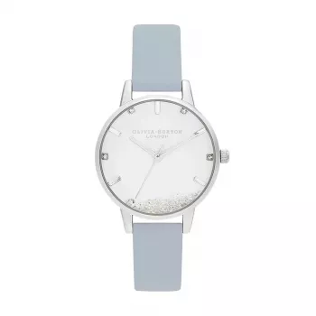 Olivia Burton dámske hodinky Celestial OB16SG07 - 30 mm puzdro z ružovozlatého náramku z nehrdzavejúcej ocele, sivý kožený remienok