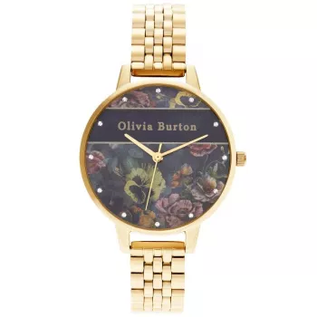 Olivia Burton dámske hodinky Celestial OB16VS01 34mm puzdro z nehrdzavejúcej ocele s PVD v ružovozlatej farbe čierny kožený remienok
