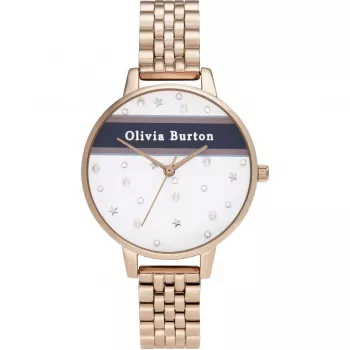 OLIVIA BURTON dámske hodinky Celestial OB16VS06 - 34mm puzdro z ružového zlata a ocele, sivý kožený náramok, quartz analógové