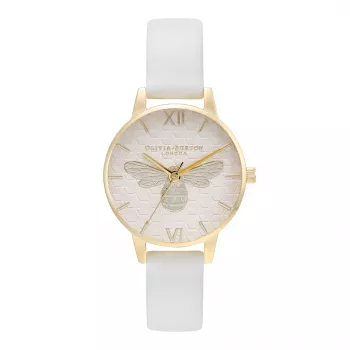 Olivia Burton dámske hodinky OB16FB24 - 30mm biely kvetinový ciferník, ružový kožený remienok