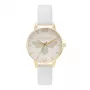 Olivia Burton dámske hodinky OB16FB24 – 30 mm biely ciferník s kvetinovým vzorom, bledoružový kožený remienok