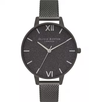 Olivia Burton dámske hodinky Sparkle Bee OB16GD49 - 34 mm quartz, biely ciferník, sivý kožený remienok