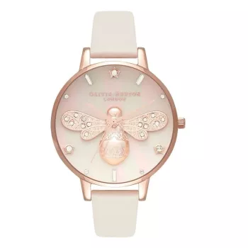 OLIVIA BURTON dámske hodinky OB16GB10 34 mm sivý trblietavý ciferník kožený remienok