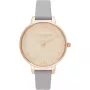 Olivia Burton dámske hodinky OB16GD45 34 mm sivý trblietavý ciferník kožený remienok s nerezovou oceľou pozlátenou ružovým zlatom