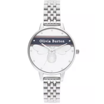 Olivia Burton dámske hodinky OB16VS07 (34 mm) - ružovozlaté oceľové puzdro, sivý kožený remienok