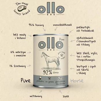 OLLO Pure Horse Mono mokré krmivo pre psov 850 g
