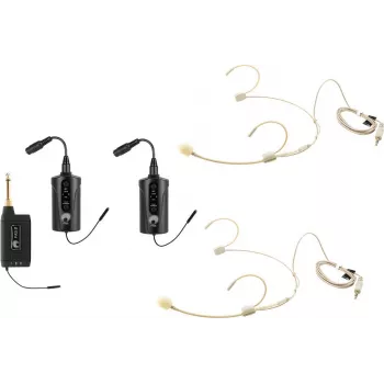 OMNITRONIC Set FAS TWO dvojkanálový UHF bezdrôtový mikrofónový systém s 2 vreckovými vysielačmi a headset mikrofónmi (660-690 MHz) 20000971