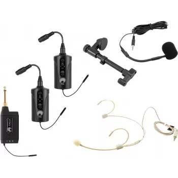 OMNITRONIC set FAS TWO dvojkanálový UHF bezdrôtový systém s 2 vreckovými vysielačmi, headset a mikrofón na akustickú gitaru (660-690 MHz) 20000973