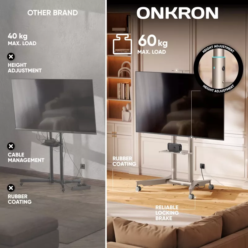 ONKRON TS1571-C Mobilný TV stojan pre 32-75 palcov, champagne