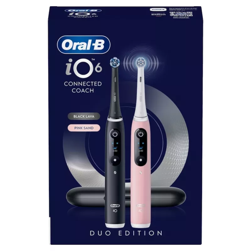 Oral-B iO Series 6 Duo Pack Elektrické zubné kefky, Black Lava / Pink Sand