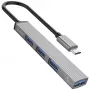 ORICO AH-13-GY-EP-HW USB-C hub s 5Gbps USB-A 3.0 a 3x USB-A 2.0, hliník, strieborný