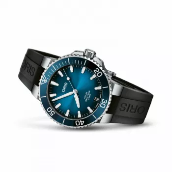 ORIS pánske potápačské hodinky 41350742274FC 41.50mm automatické modrý ciferník modrý gumený remienok