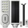 ORLLO 400W solárna LED pouličná lampa s 28W panelom, senzorom pohybu a diaľkovým ovládačom, 2713LM, 6500K