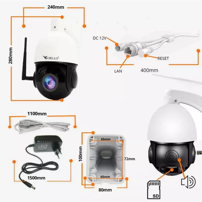 ORLLO Z10 outdoorová PTZ IP WLAN kamera 4MP 18x zoom