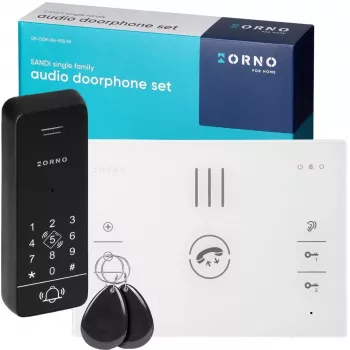 ORNO OR-DOM-BA-933/W sada audio vrátnika, 1-rodinný, 2-drôtový, biele vnútorné slúchadlo, strieborná vonkajšia jednotka