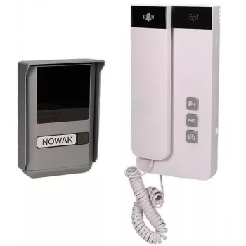ORNO OR-DOM-SL-923 2-vodičový káblový domový telefón pre rodinný dom, povrchová montáž, strieborno-sivá vonkajšia jednotka, biela vnútorná stanica