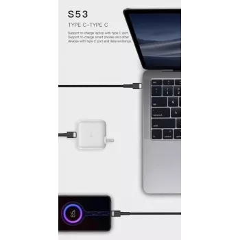 ORSEN S53 USB-C na USB-C kábel 3A 1m modrý