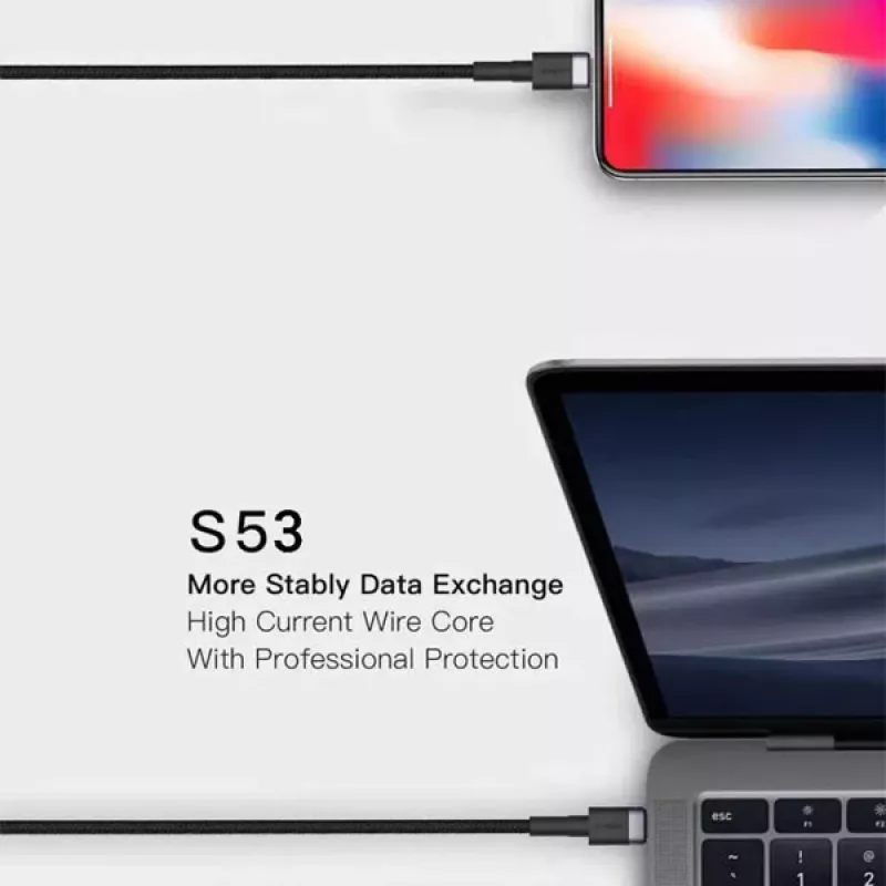 ORSEN S53 USB-C na USB-C kábel 3A 1m modrý