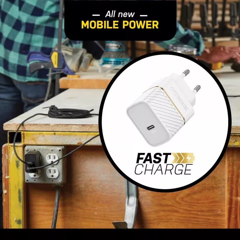 OtterBox nabíjačka na stenu 30W USB-C PD 3.0 Cloud Dust White