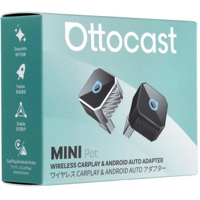 Ottocast Mini Pot CP88-T3 Bezdrôtový adaptér CarPlay a Android Auto, čierny (CP88-T3)