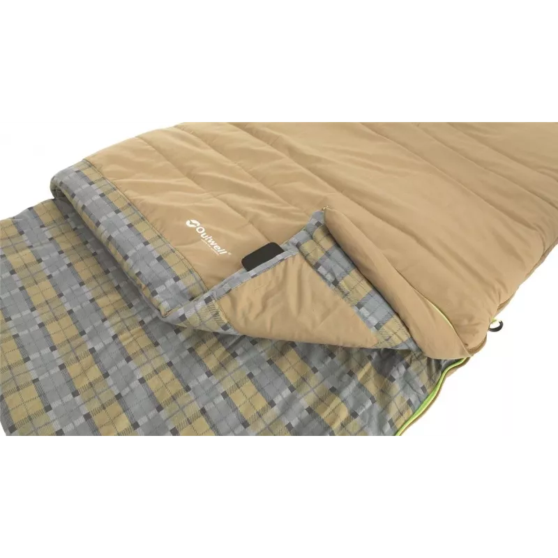 Outwell Commodore spací vak 225 x 85 cm 9/5/-8 °C s voľným vankúšom 2-way Auto-Lock zips v tvare L