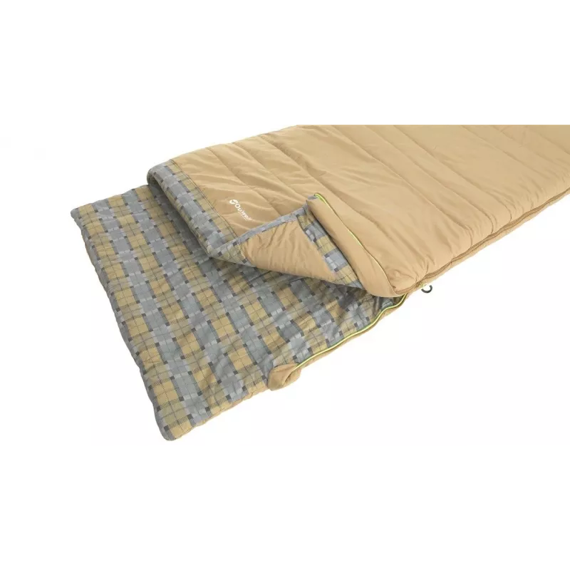 Outwell Commodore spací vak 225 x 85 cm 9/5/-8 °C s voľným vankúšom 2-way Auto-Lock zips v tvare L
