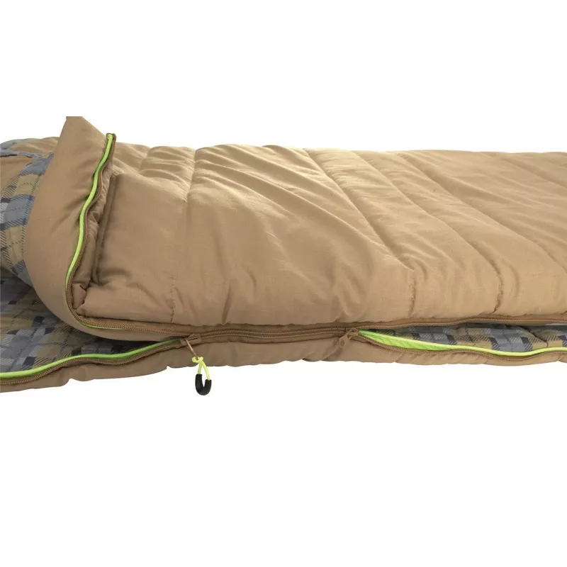 Outwell Commodore spací vak 225 x 85 cm 9/5/-8 °C s voľným vankúšom 2-way Auto-Lock zips v tvare L