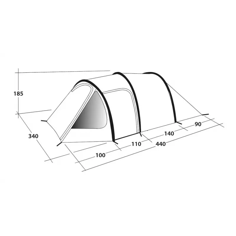 Outwell Earth 5 5-miestny tunelový stan – 2 priestory, 3000mm vodný stĺpec, zelený