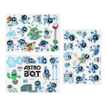 Paladone AstroBot magnetky na chladničku - 34-dielna sada magnetiek, 3 hárky, dizajn vesmírneho robota