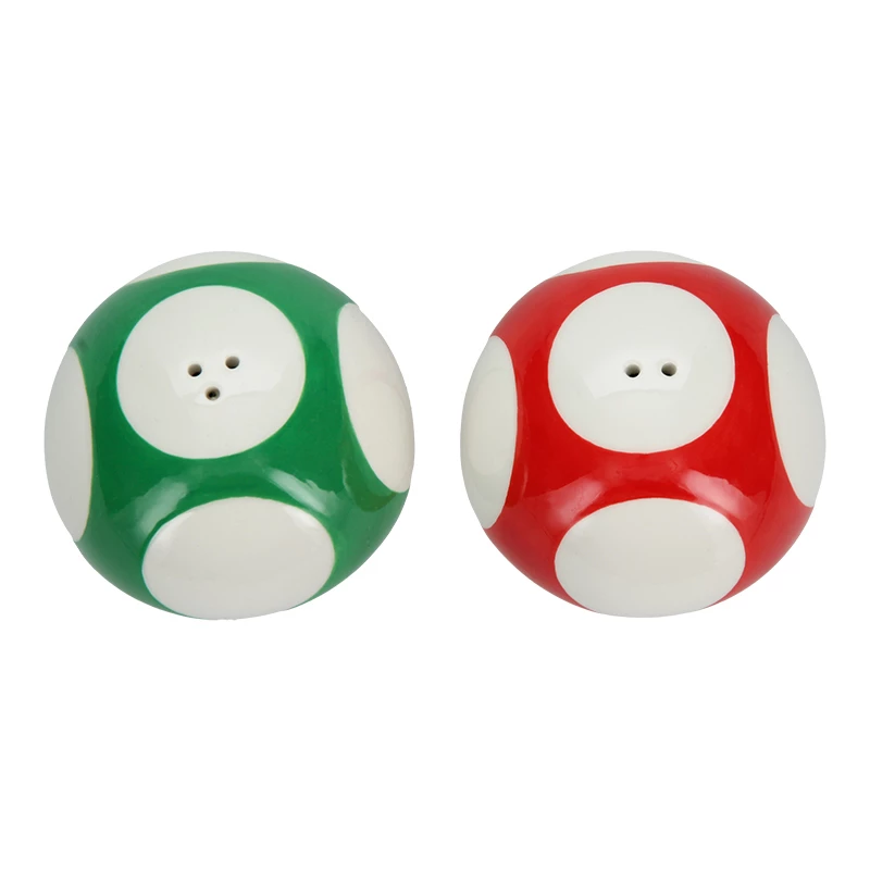 Paladone Super Mario Mushroom sada slaná a koreniaca (červená Super hríb & zelený 1-Up hríb)