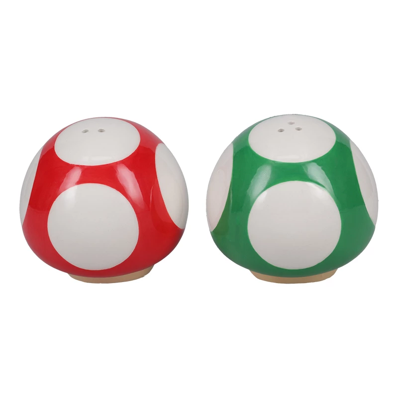 Paladone Super Mario Mushroom sada slaná a koreniaca (červená Super hríb & zelený 1-Up hríb)