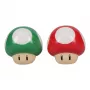 Paladone Super Mario Mushroom sada slaná a koreniaca (červená Super hríb & zelený 1-Up hríb)