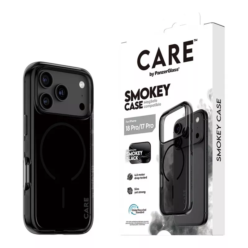 PanzerGlass CARE Smokey puzdro s čiernym MagSafe pre iPhone 17 Pro