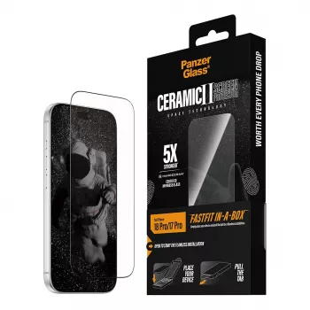 PanzerGlass keramická ochranná fólia displeja pre iPhone 17 Pro s FastFit In-A-Box