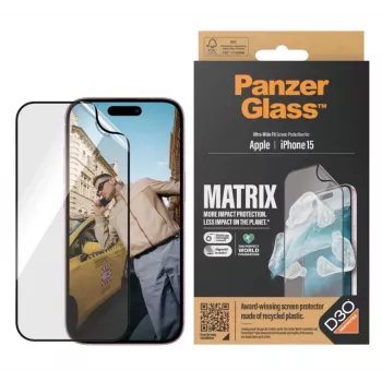 PanzerGlass MATRIX ochrana displeja s D3O pre iPhone 15 | Ultra-Wide Fit s AlignerKit