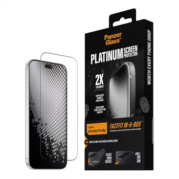 PanzerGlass Platinum ochranná fólia displeja pre iPhone 17 Pro Max s FASTFIT IN-A-BOX