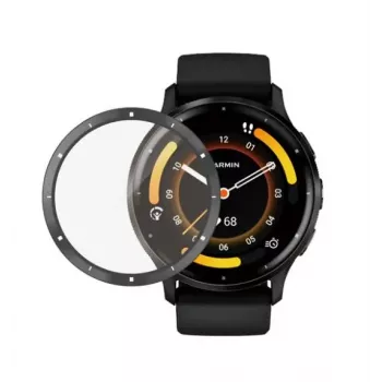 PanzerGlass ochrana displeja pre Garmin Venu 3 - čierny rám, tvrdené sklo, tvrdosť 9H, antibakteriálna, oleofóbna, celoplošná