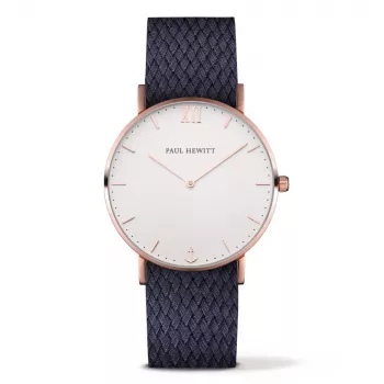 Paul Hewitt Sailor Line unisex quartzové hodinky 39 mm ružové zlato oceľové puzdro biely ciferník sivý kožený remienok PH-SA-RSTW17S
